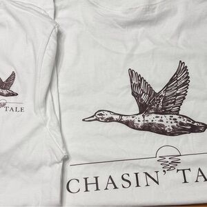 White Graphic Tee with Duck Print